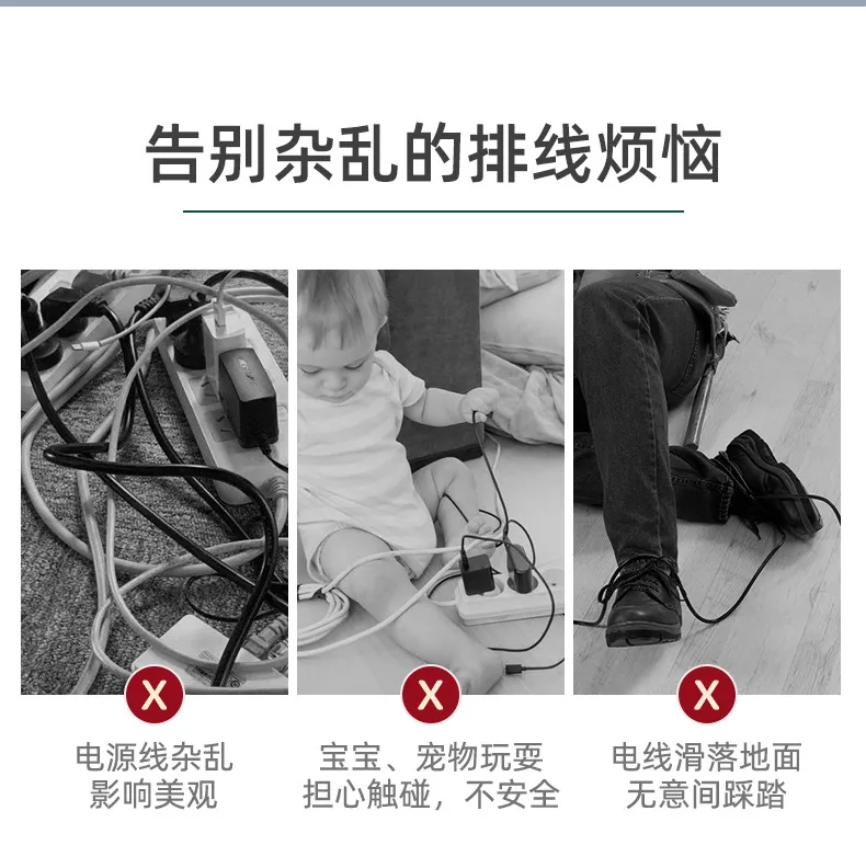 Wire Storage Box Socket Patch Panel Cable Box Desktop Finishing Cable Box Wooden Power Strip Power Strip Storage Box display picture 13