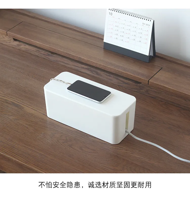 Wire Storage Box Socket Patch Panel Cable Box Desktop Finishing Cable Box Wooden Power Strip Power Strip Storage Box display picture 17