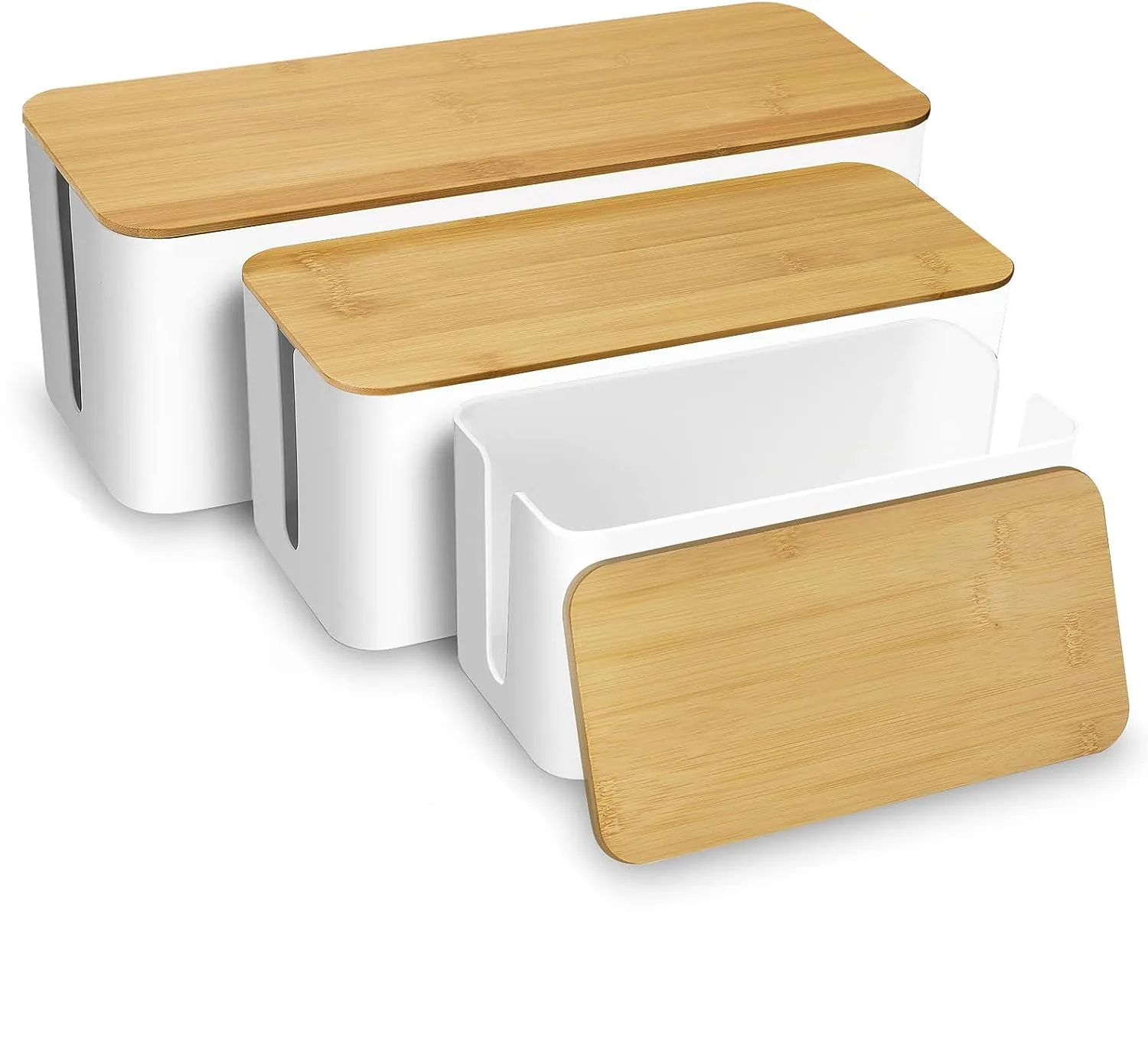 Wire Storage Box Socket Patch Panel Cable Box Desktop Finishing Cable Box Wooden Power Strip Power Strip Storage Box display picture 23