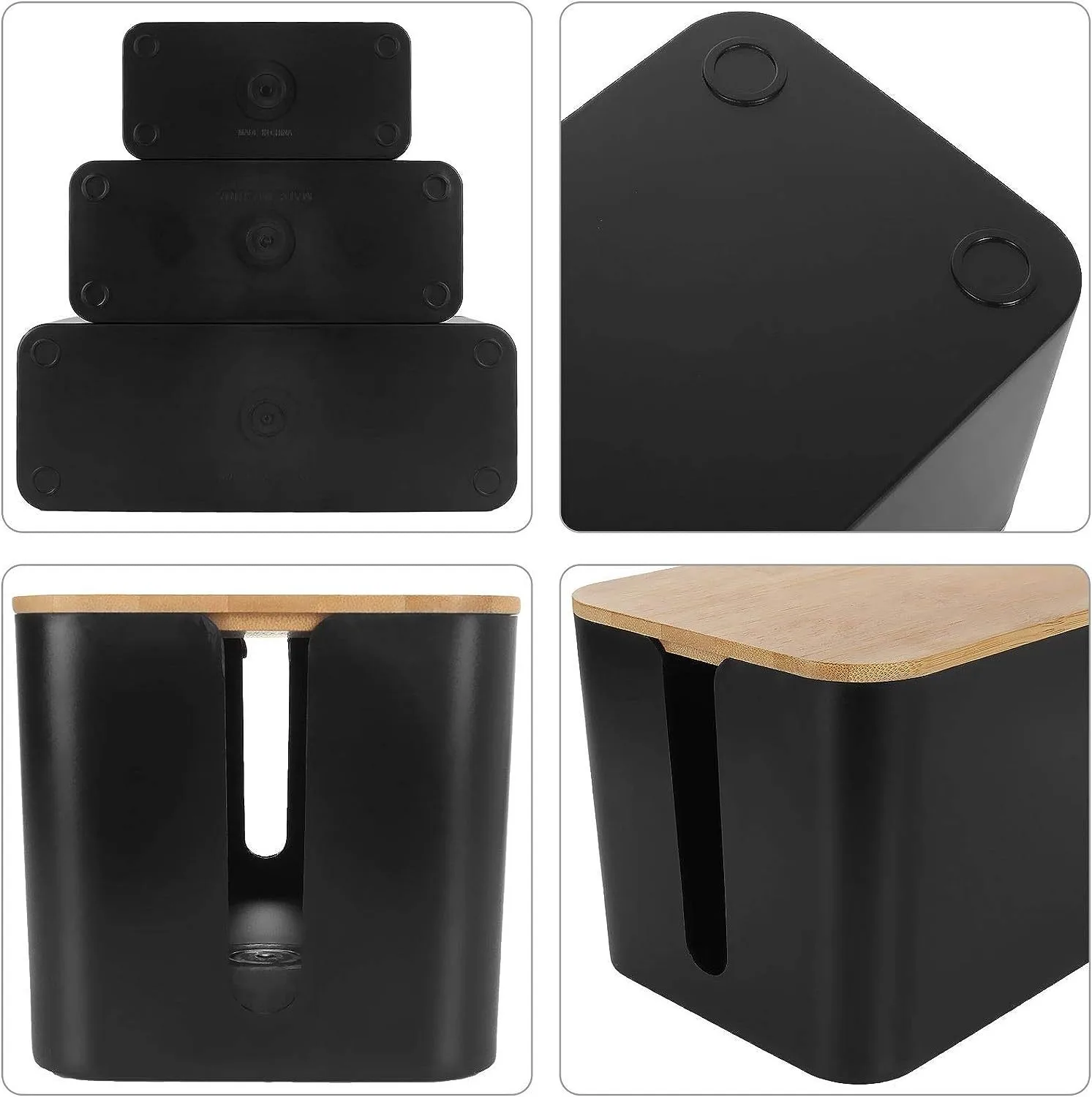 Wire Storage Box Socket Patch Panel Cable Box Desktop Finishing Cable Box Wooden Power Strip Power Strip Storage Box display picture 27