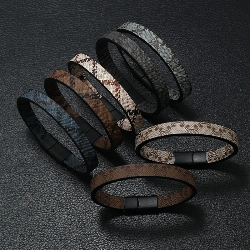 Simple Fashion European And American Style Bracelet Foreign Trade Printed Pattern Stripe Magnetic Buckle Bracelet  Factory Direct Sales display picture 3
