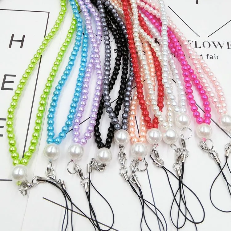 Beaded Solid Color Basic Mobile Phone Chain Lanyard Phone Cases display picture 1