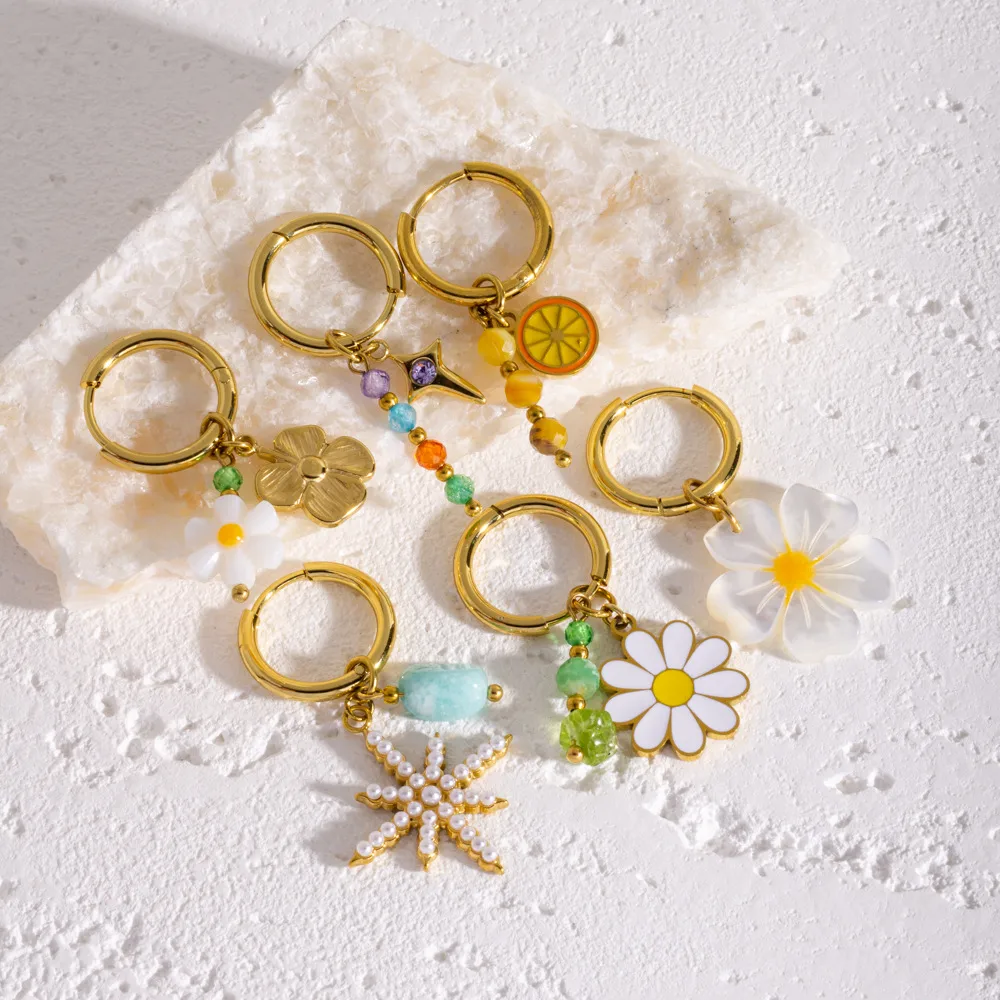1 Piece IG Style Elegant Sweet Geometric Flower Daisy 304 Stainless Steel 14K Gold Plated Drop Earrings display picture 5