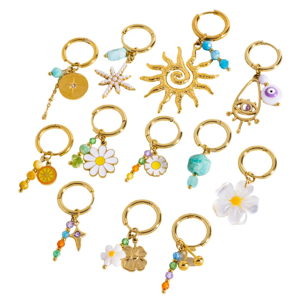 1 Piece IG Style Elegant Sweet Geometric Flower Daisy 304 Stainless Steel 14K Gold Plated Drop Earrings display picture 1