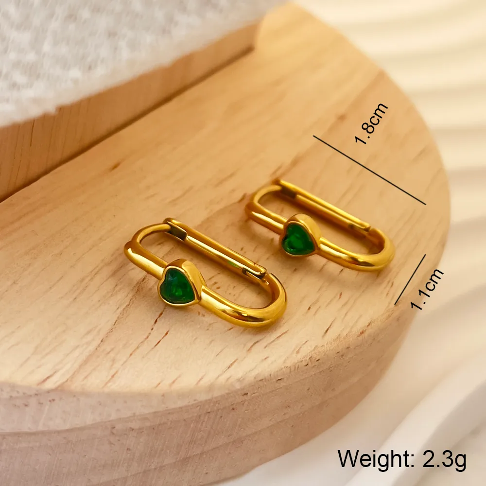 1 Pair Simple Style Heart Shape Plating Inlay 304 Stainless Steel Zircon 18K Gold Plated Earrings display picture 4