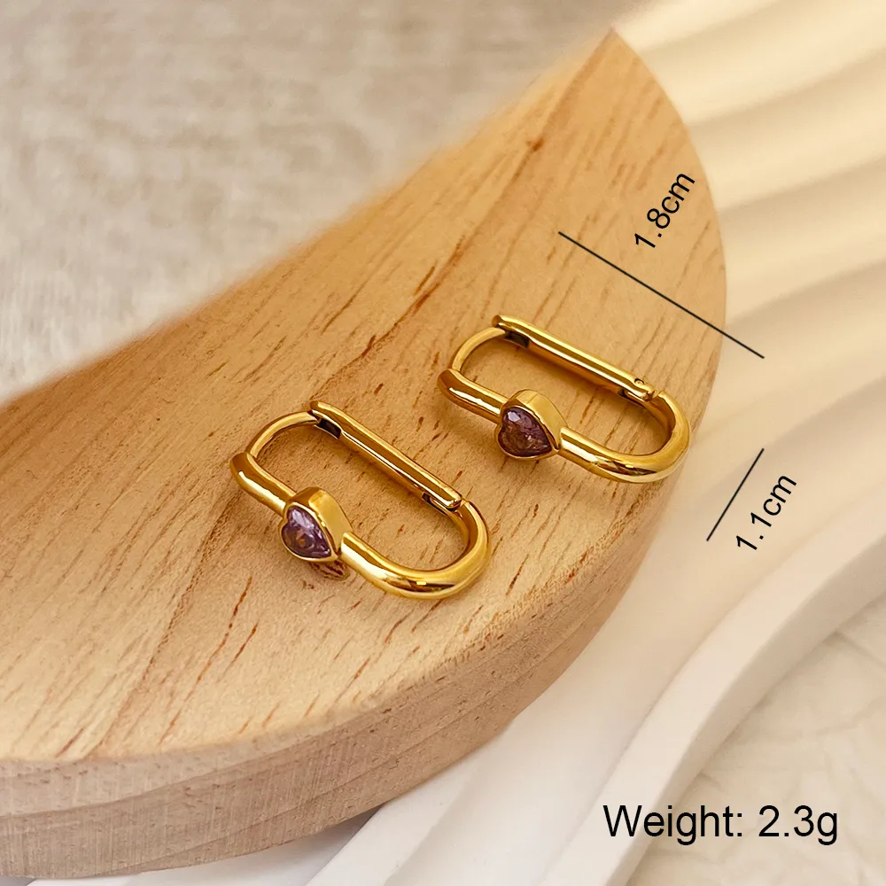 1 Pair Simple Style Heart Shape Plating Inlay 304 Stainless Steel Zircon 18K Gold Plated Earrings display picture 10