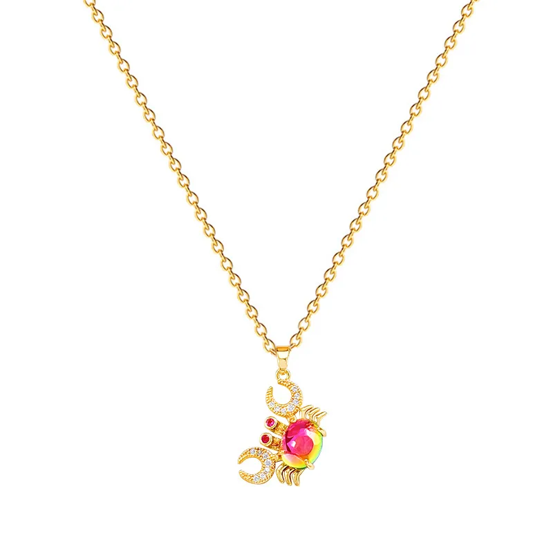 Classic Style Crab Titanium Steel Copper Inlay Zircon Gold Plated Women's Pendant Necklace display picture 1