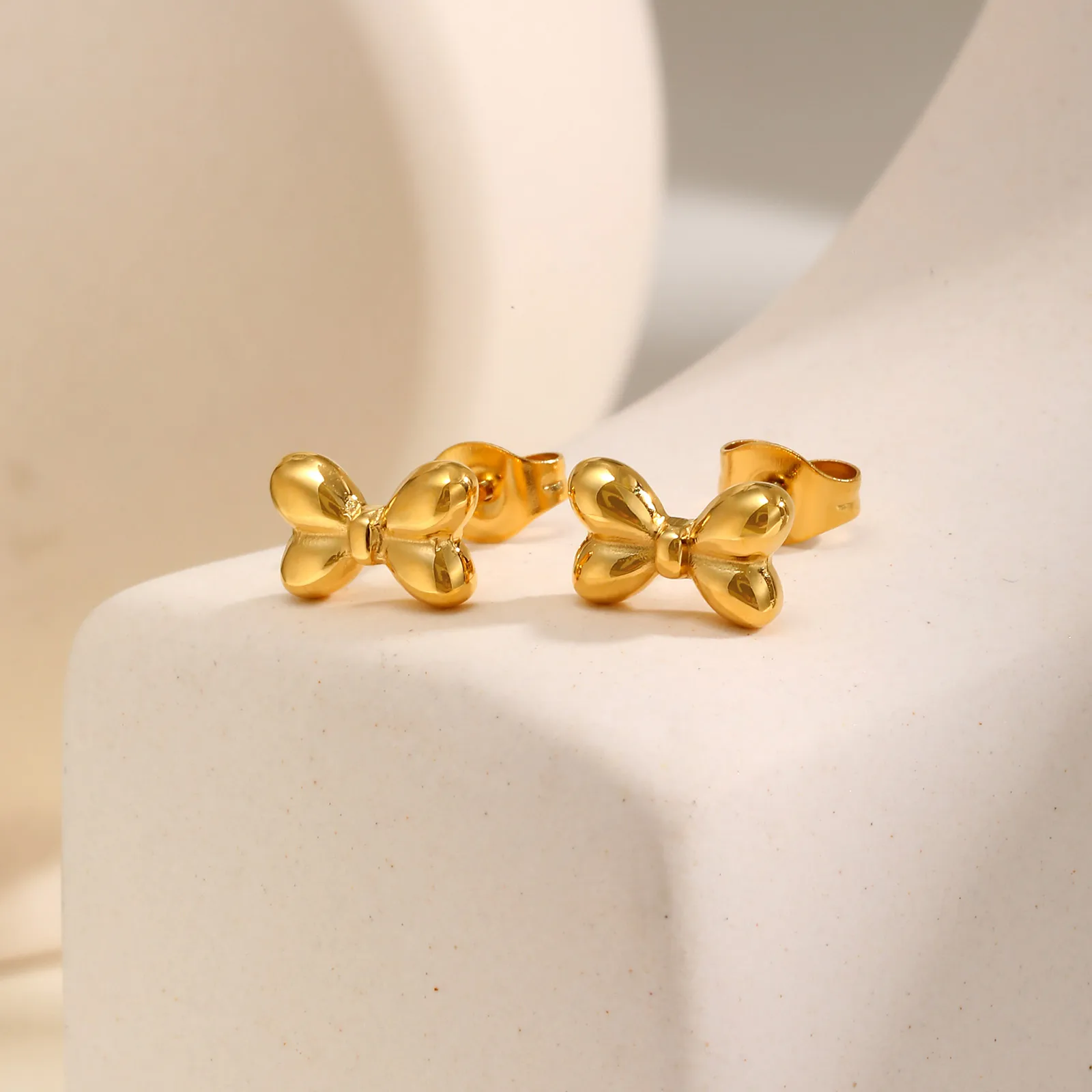 1 Pair Simple Style Bow Knot 201 Stainless Steel Ear Studs display picture 2