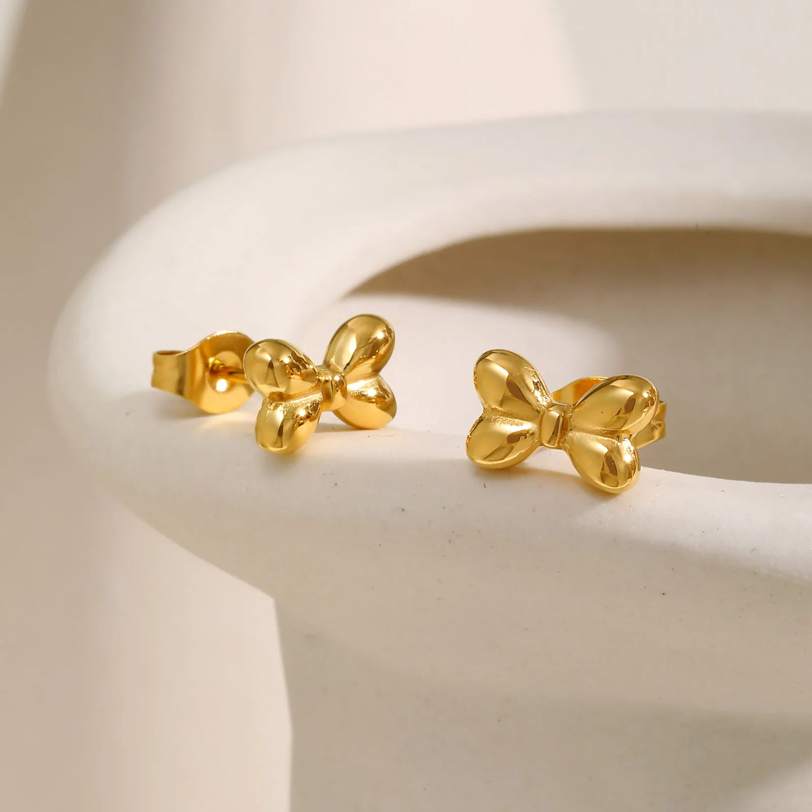 1 Pair Simple Style Bow Knot 201 Stainless Steel Ear Studs display picture 5