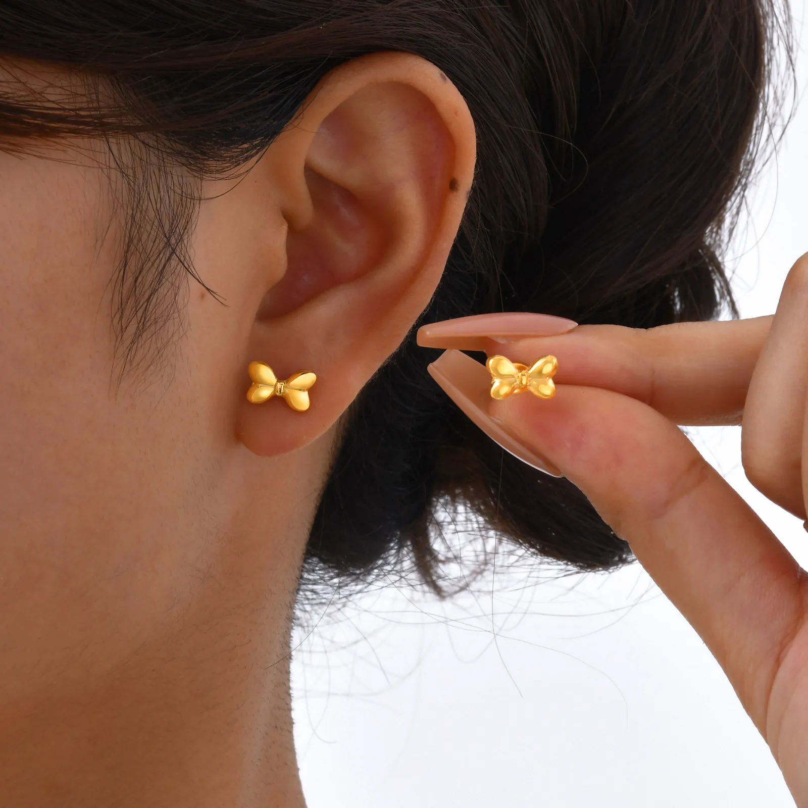 1 Pair Simple Style Bow Knot 201 Stainless Steel Ear Studs display picture 8