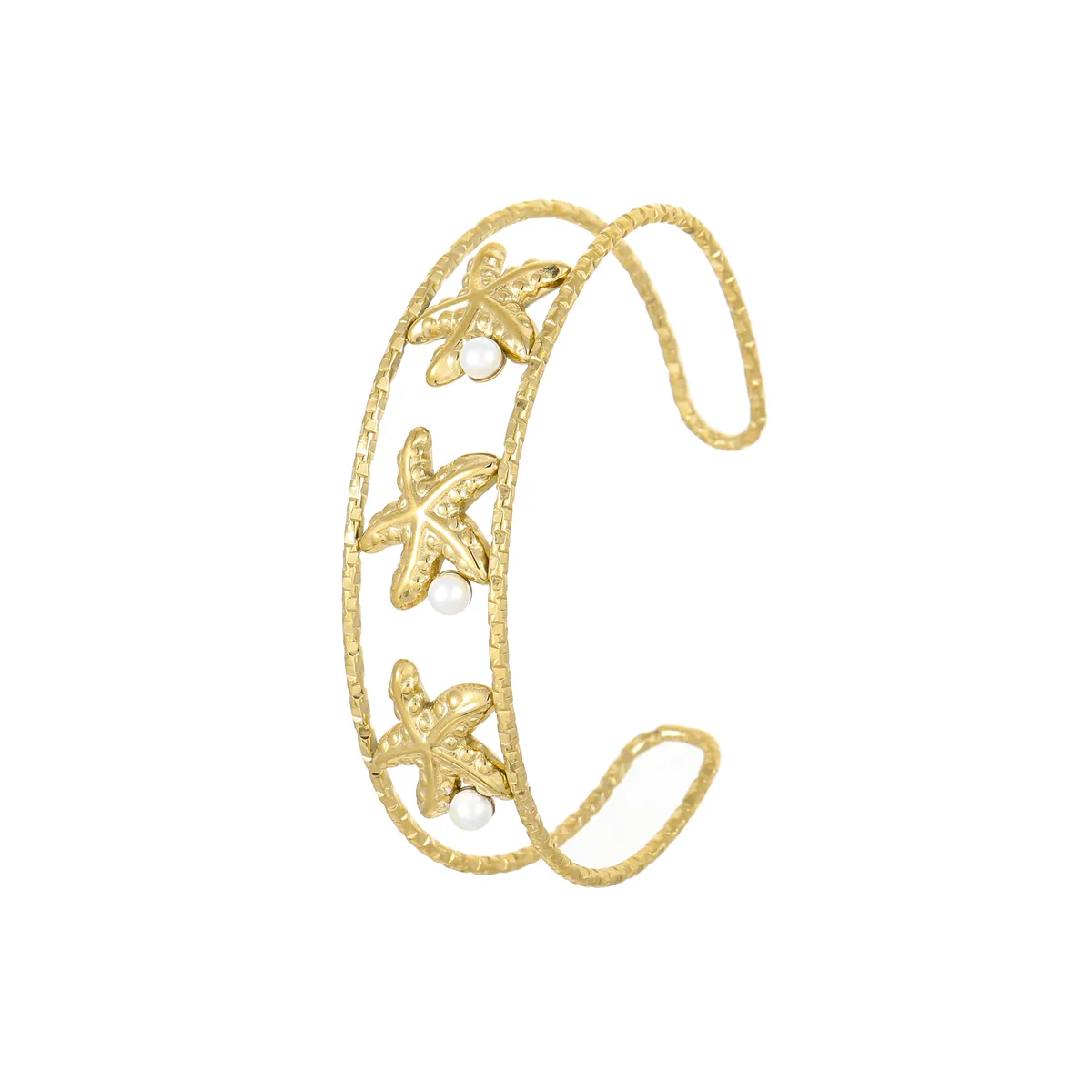 Classic Style Starfish Conch Shell 304 Stainless Steel Women's Cuff Bracelets display picture 10