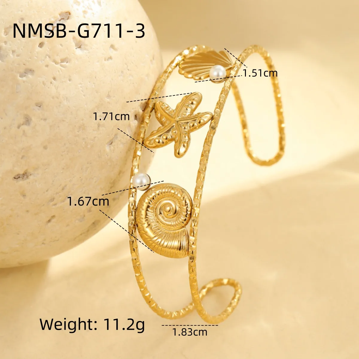 Classic Style Starfish Conch Shell 304 Stainless Steel Women's Cuff Bracelets display picture 8