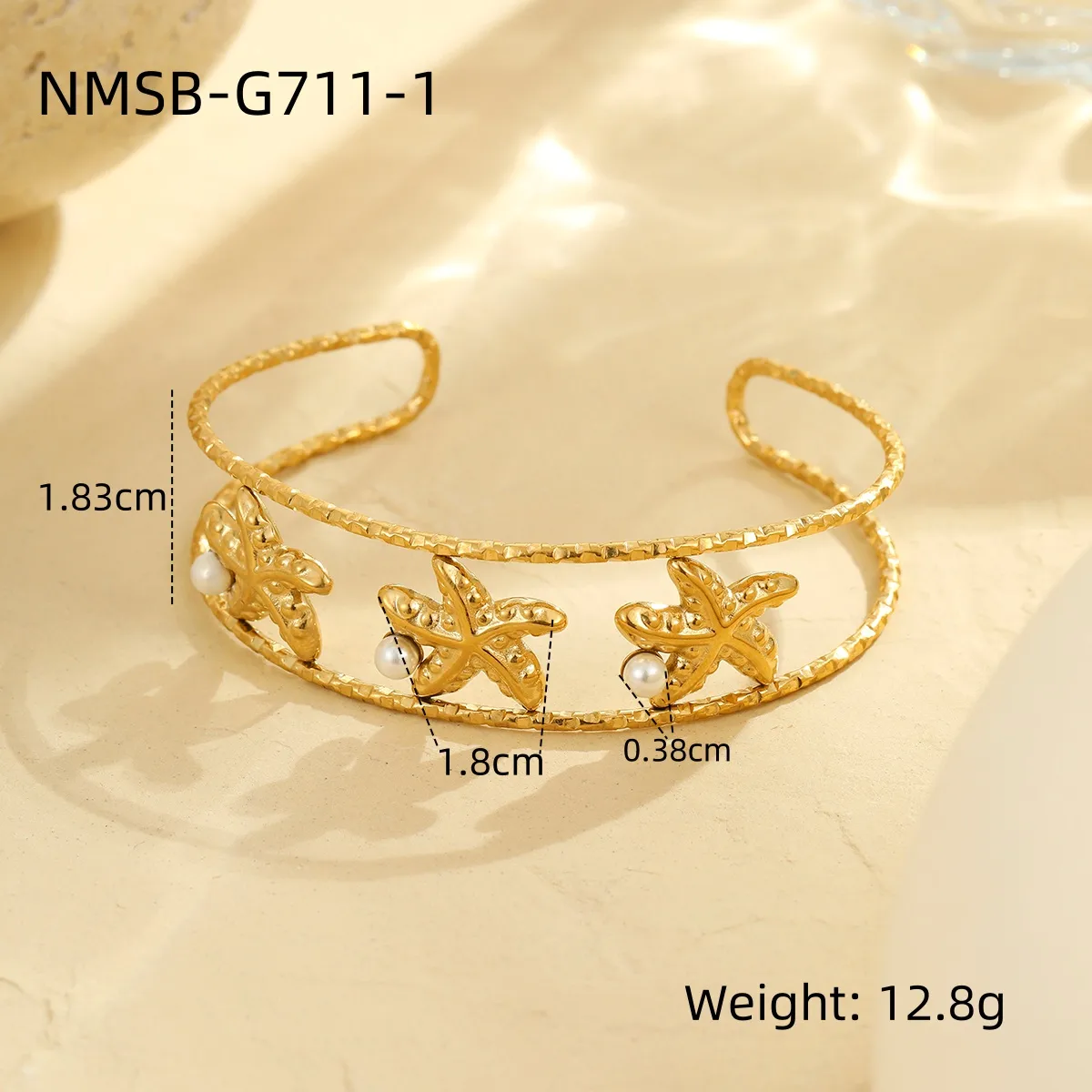 Classic Style Starfish Conch Shell 304 Stainless Steel Women's Cuff Bracelets display picture 4