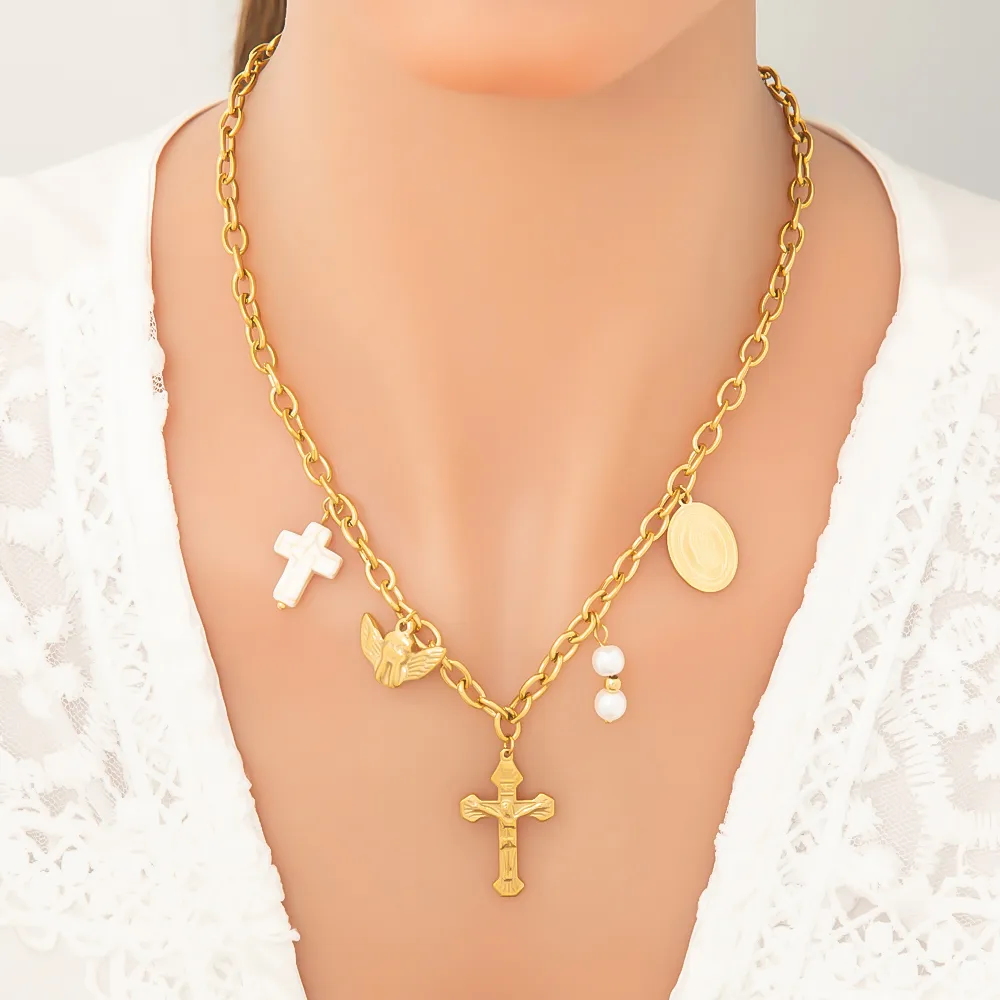 Elegant Glam Cross 304 Stainless Steel Women's Pendant Necklace display picture 2