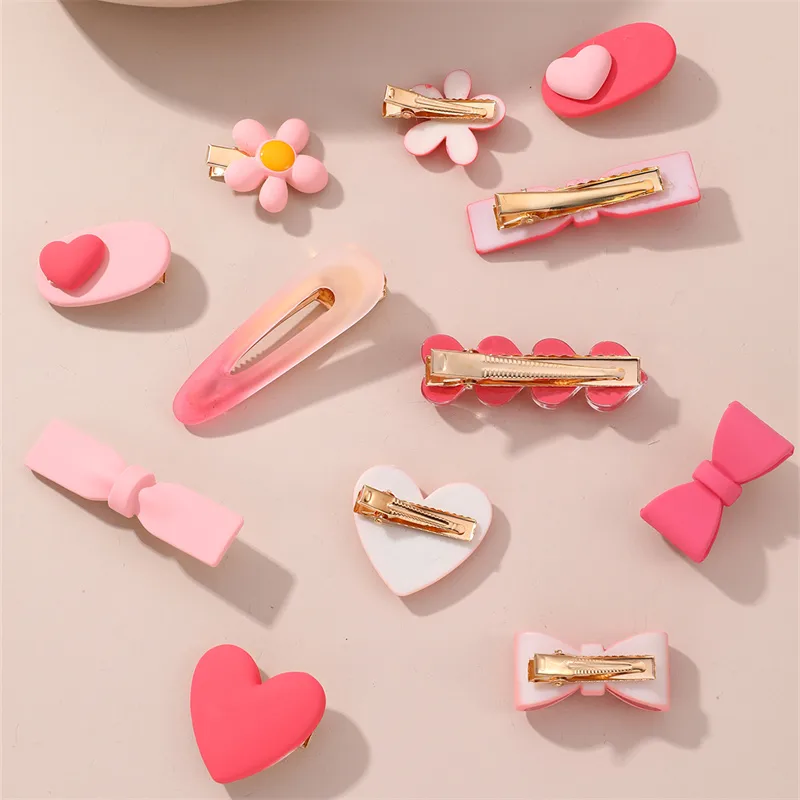 Women's Cute Sweet Simple Style Heart Shape Flower Alloy Plastic Hair Clip display picture 2