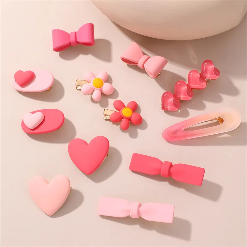 Women's Cute Sweet Simple Style Heart Shape Flower Alloy Plastic Hair Clip display picture 6