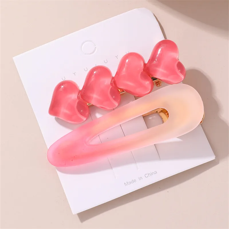 Women's Cute Sweet Simple Style Heart Shape Flower Alloy Plastic Hair Clip display picture 5