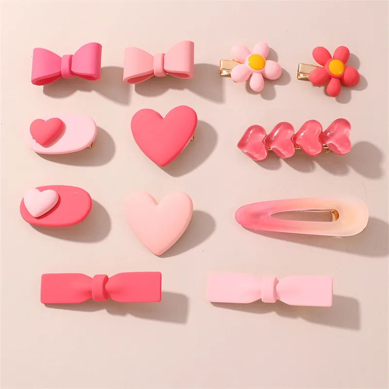 Women's Cute Sweet Simple Style Heart Shape Flower Alloy Plastic Hair Clip display picture 12