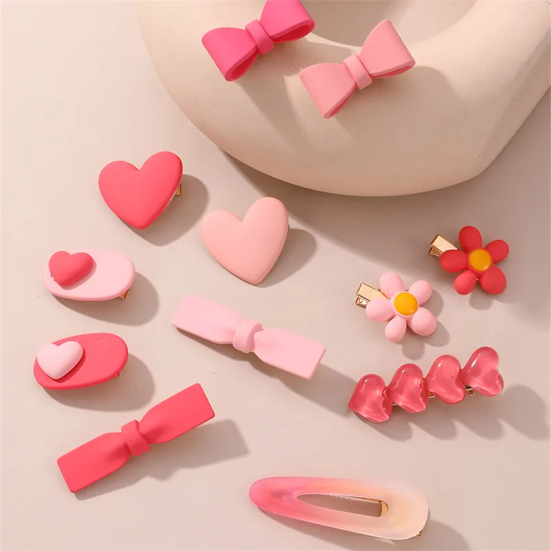 Women's Cute Sweet Simple Style Heart Shape Flower Alloy Plastic Hair Clip display picture 11
