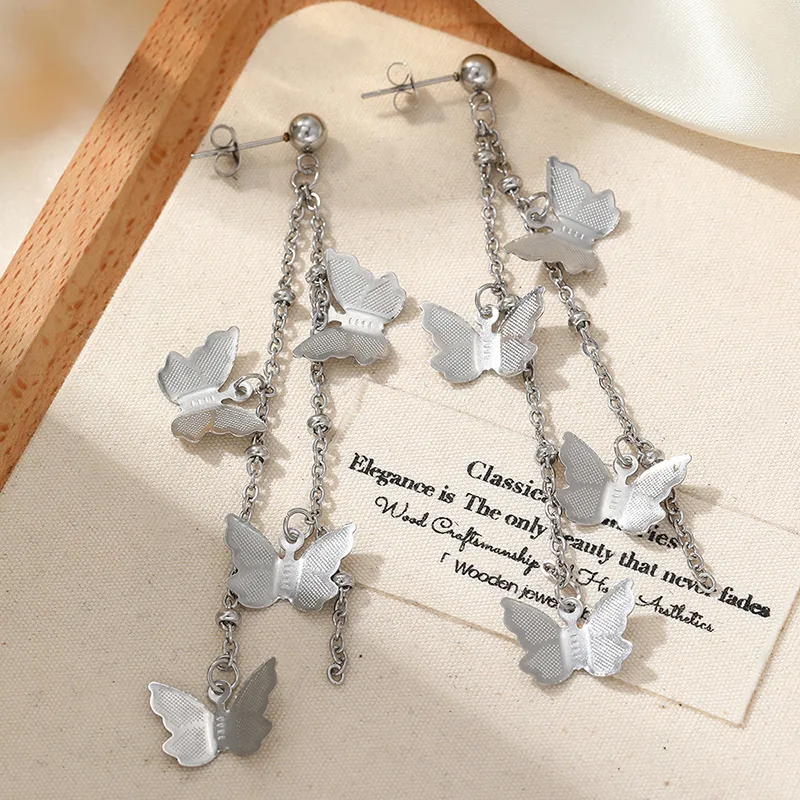 1 Pair IG Style Simple Style Artistic Butterfly 304 Stainless Steel Drop Earrings display picture 2