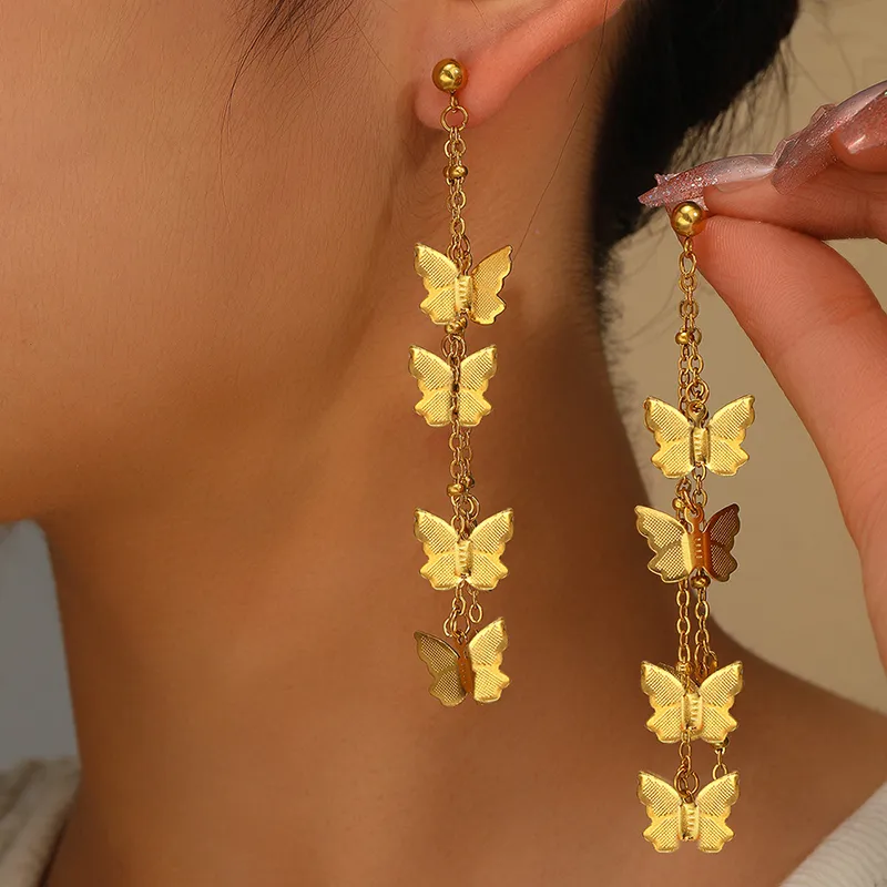 1 Pair IG Style Simple Style Artistic Butterfly 304 Stainless Steel Drop Earrings display picture 3