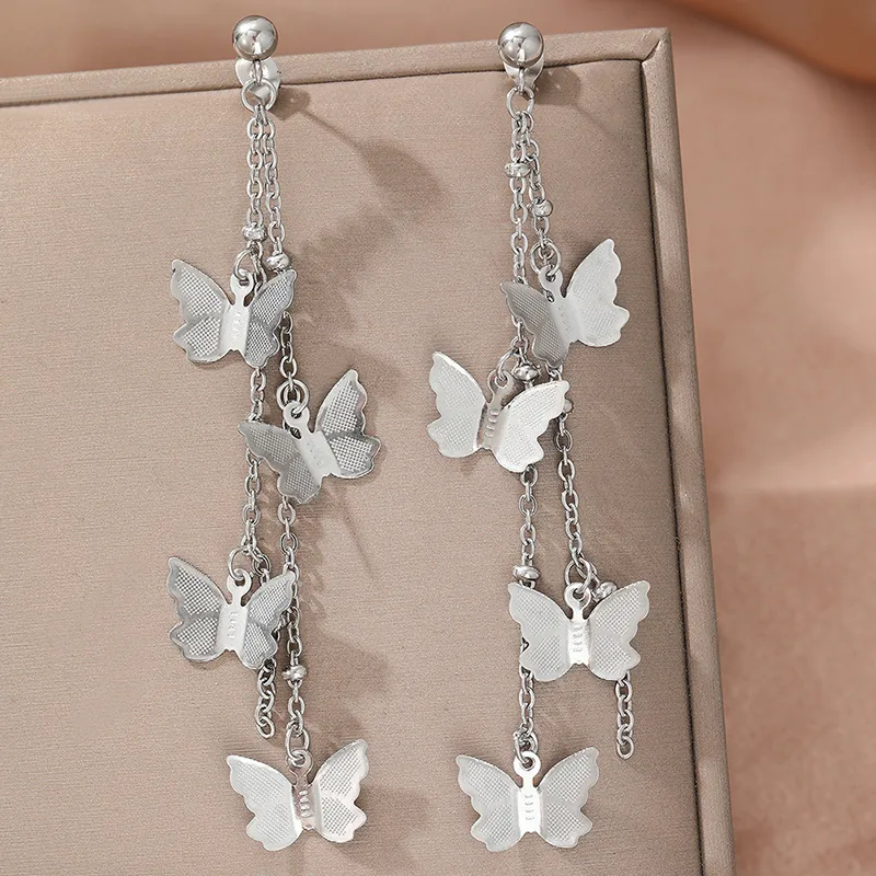 1 Pair IG Style Simple Style Artistic Butterfly 304 Stainless Steel Drop Earrings display picture 1