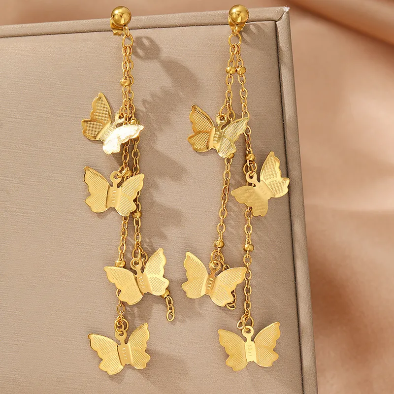 1 Pair IG Style Simple Style Artistic Butterfly 304 Stainless Steel Drop Earrings display picture 4