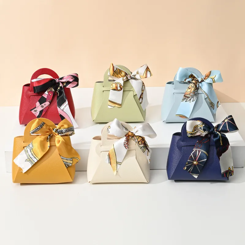 European Style Creative Wedding Candy Box Leather Handheld Bag Ins Style Wedding Party Favors Return Gift Candy Packaging display picture 2