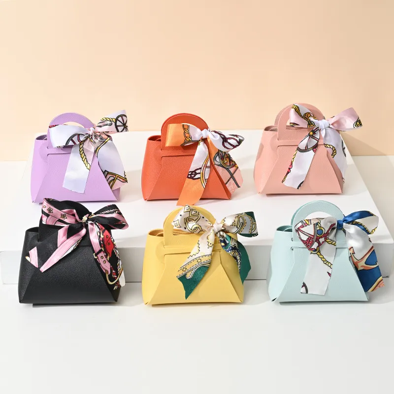 European Style Creative Wedding Candy Box Leather Handheld Bag Ins Style Wedding Party Favors Return Gift Candy Packaging display picture 3
