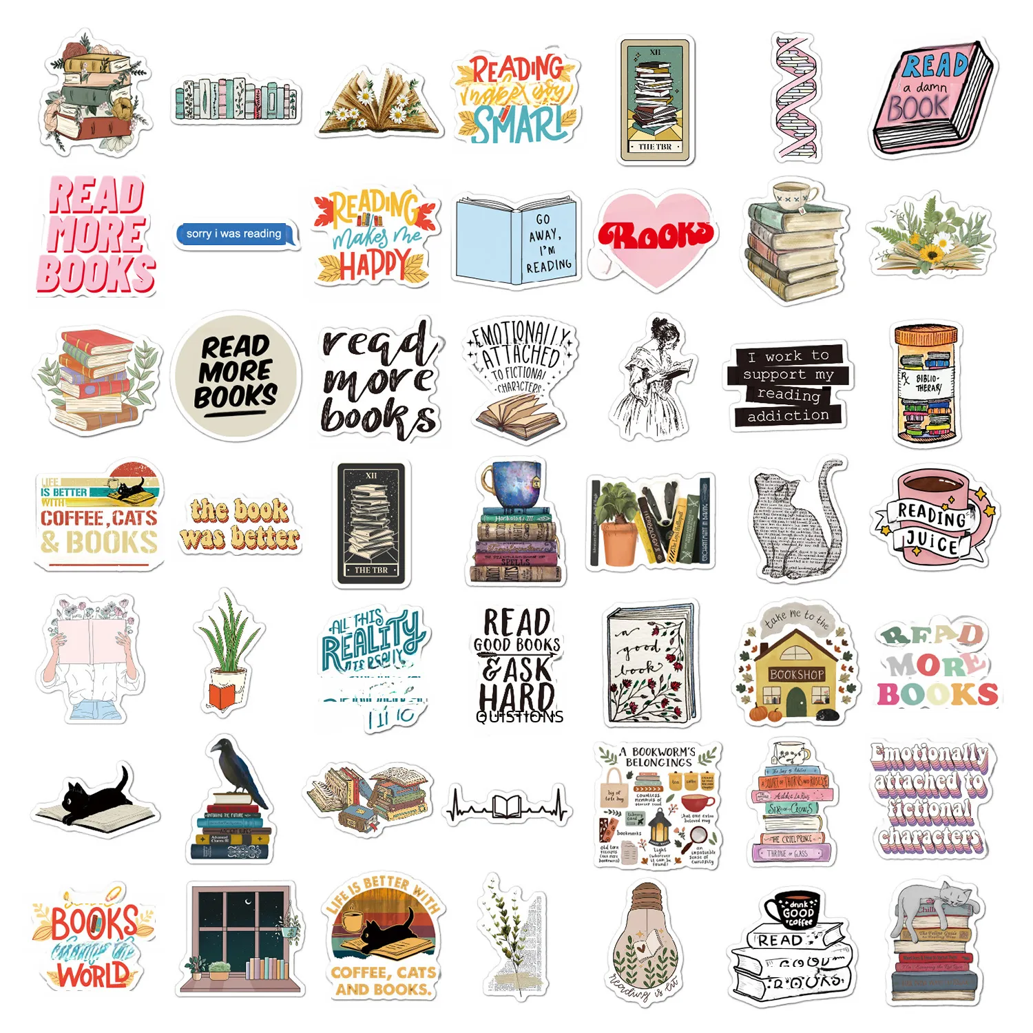 100 Sheets Reading Doodle Stickers For Scrapbooking Notebook Skateboard Water Cup Luggage Decoration display picture 4