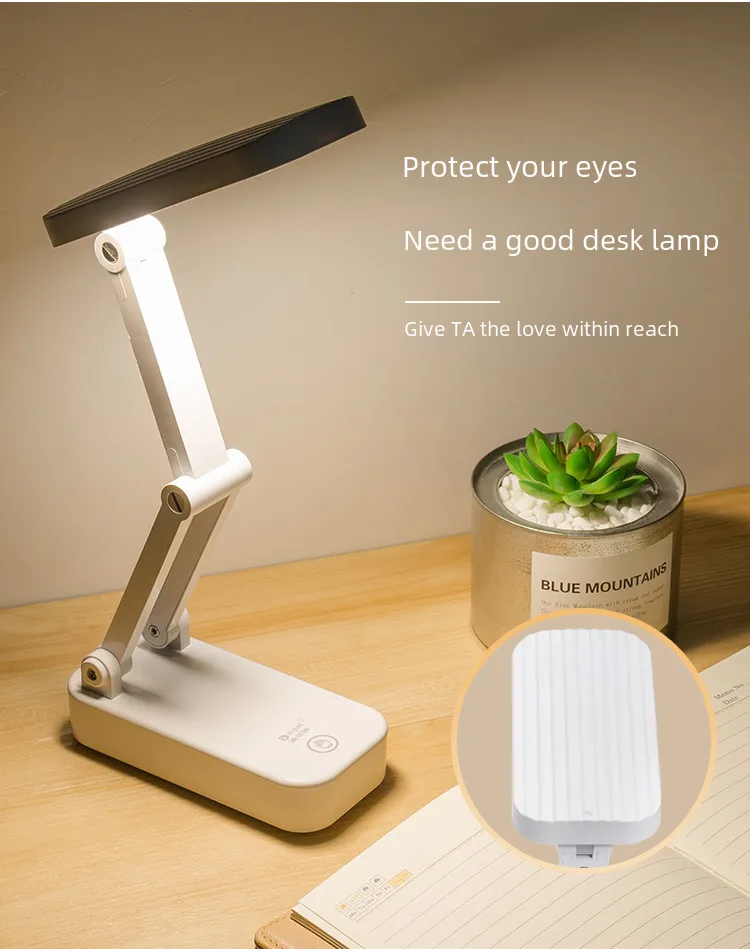 Foldable Portable Led Eye-protection Desk Lamp Travel Case Three-level Color Temperature Adjustment Charging Plugging Use display picture 3