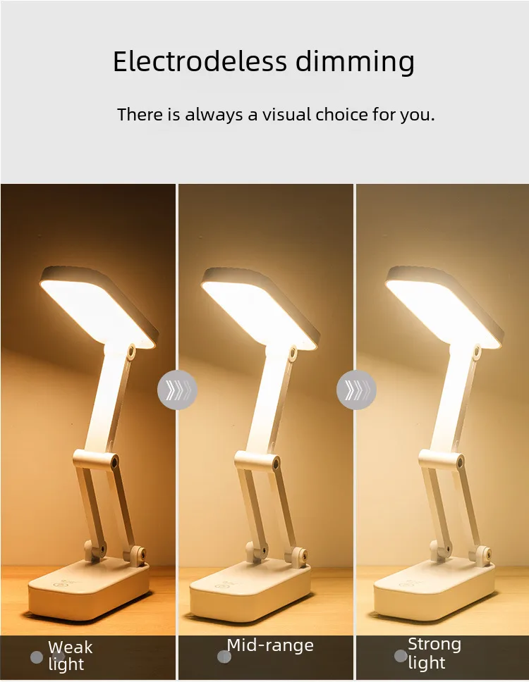 Foldable Portable Led Eye-protection Desk Lamp Travel Case Three-level Color Temperature Adjustment Charging Plugging Use display picture 4