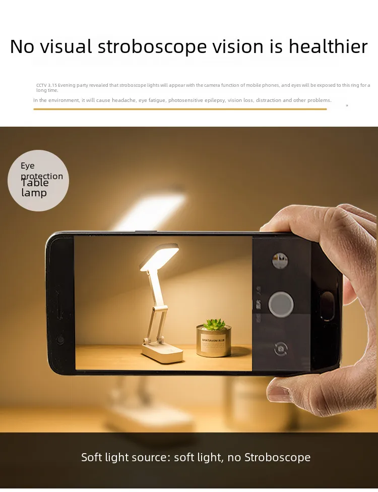 Foldable Portable Led Eye-protection Desk Lamp Travel Case Three-level Color Temperature Adjustment Charging Plugging Use display picture 5