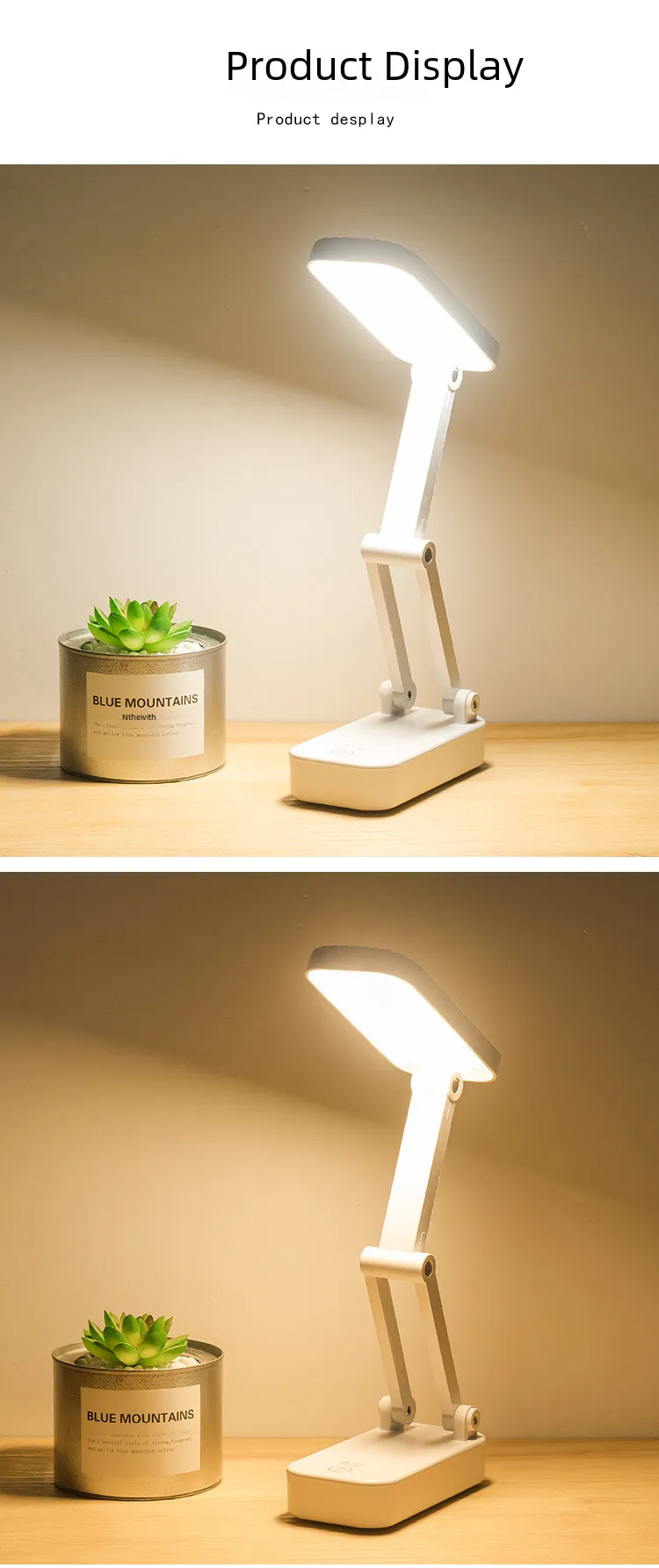 Foldable Portable Led Eye-protection Desk Lamp Travel Case Three-level Color Temperature Adjustment Charging Plugging Use display picture 9