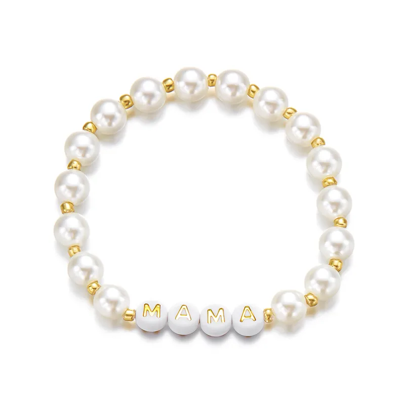 Elegant Simple Style Letter Plastic Natural Stone Mother'S Day Women's Bracelets display picture 2