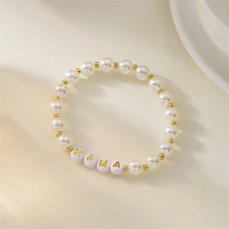 Elegant Simple Style Letter Plastic Natural Stone Mother'S Day Women's Bracelets display picture 4