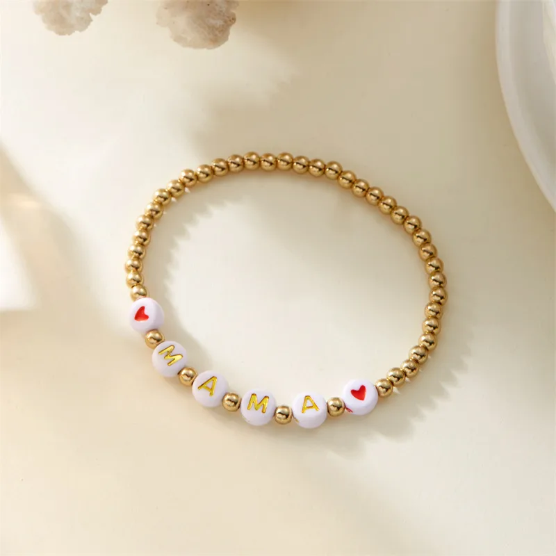 Elegant Simple Style Letter Plastic Natural Stone Mother'S Day Women's Bracelets display picture 8