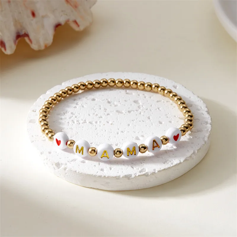Elegant Simple Style Letter Plastic Natural Stone Mother'S Day Women's Bracelets display picture 9