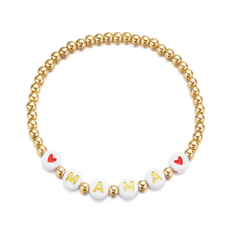 Elegant Simple Style Letter Plastic Natural Stone Mother'S Day Women's Bracelets display picture 10