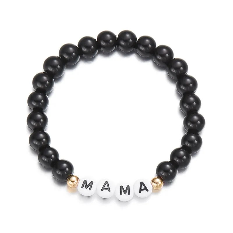 Elegant Simple Style Letter Plastic Natural Stone Mother'S Day Women's Bracelets display picture 13