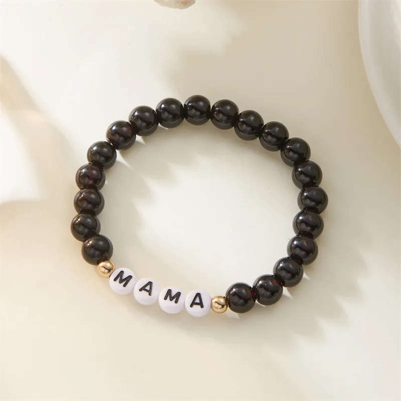 Elegant Simple Style Letter Plastic Natural Stone Mother'S Day Women's Bracelets display picture 12