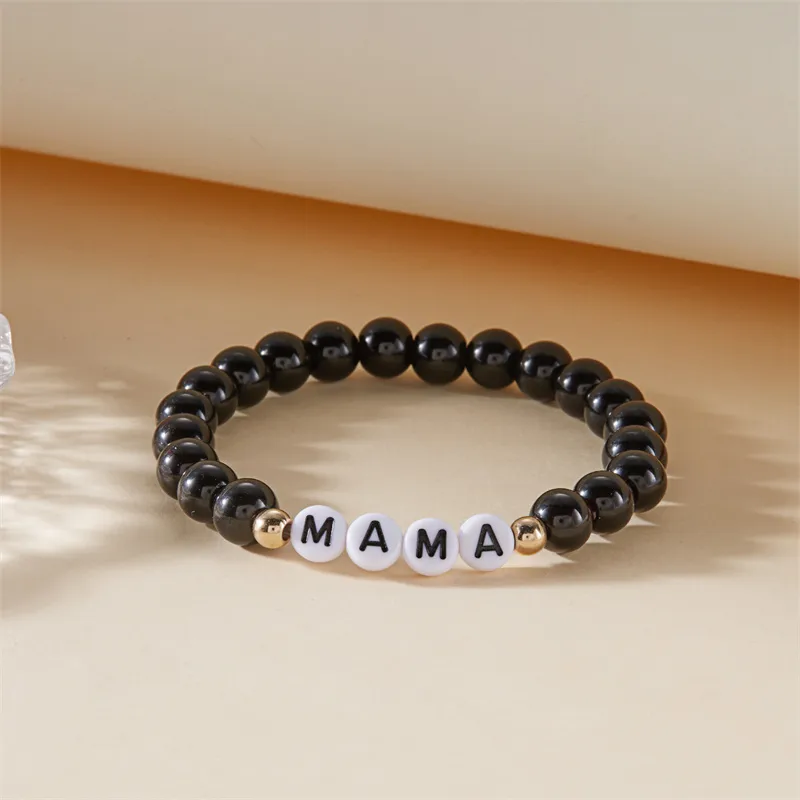 Elegant Simple Style Letter Plastic Natural Stone Mother'S Day Women's Bracelets display picture 14