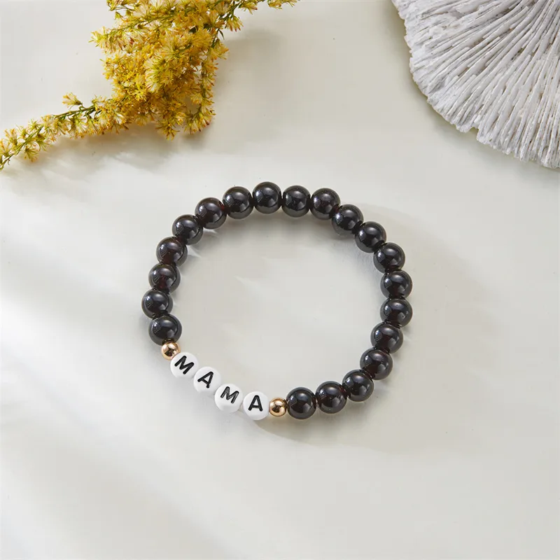 Elegant Simple Style Letter Plastic Natural Stone Mother'S Day Women's Bracelets display picture 15