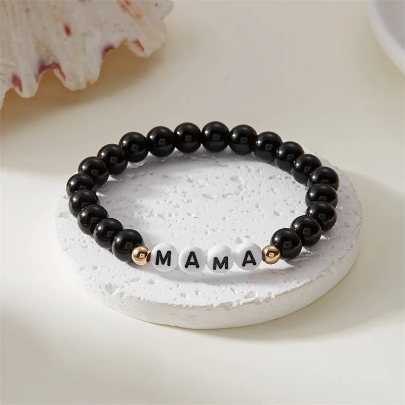 Elegant Simple Style Letter Plastic Natural Stone Mother'S Day Women's Bracelets display picture 18