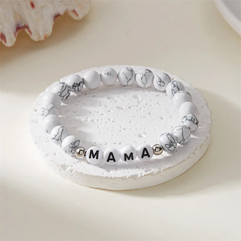 Elegant Simple Style Letter Plastic Natural Stone Mother'S Day Women's Bracelets display picture 22