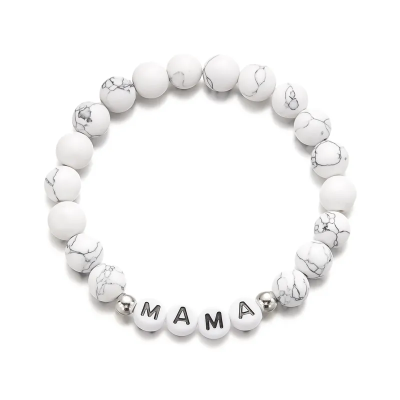 Elegant Simple Style Letter Plastic Natural Stone Mother'S Day Women's Bracelets display picture 19