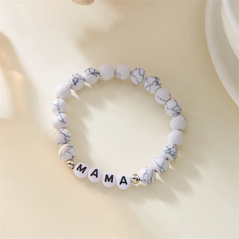 Elegant Simple Style Letter Plastic Natural Stone Mother'S Day Women's Bracelets display picture 21