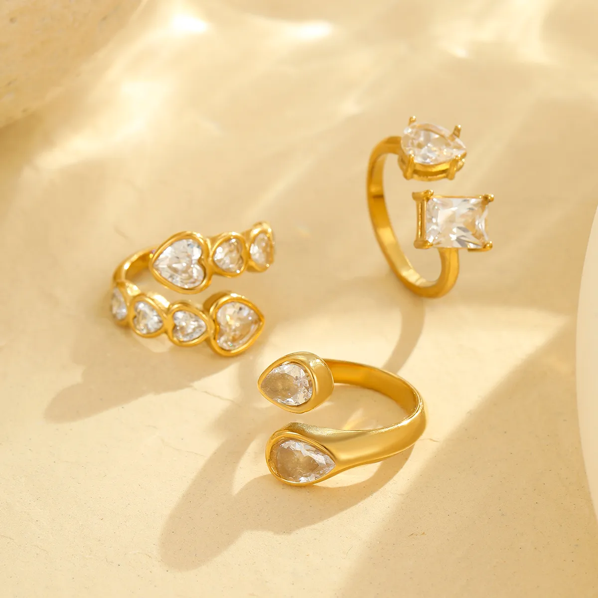 Classic Style Commute Geometric Heart Shape 304 Stainless Steel Unisex Open Rings display picture 2