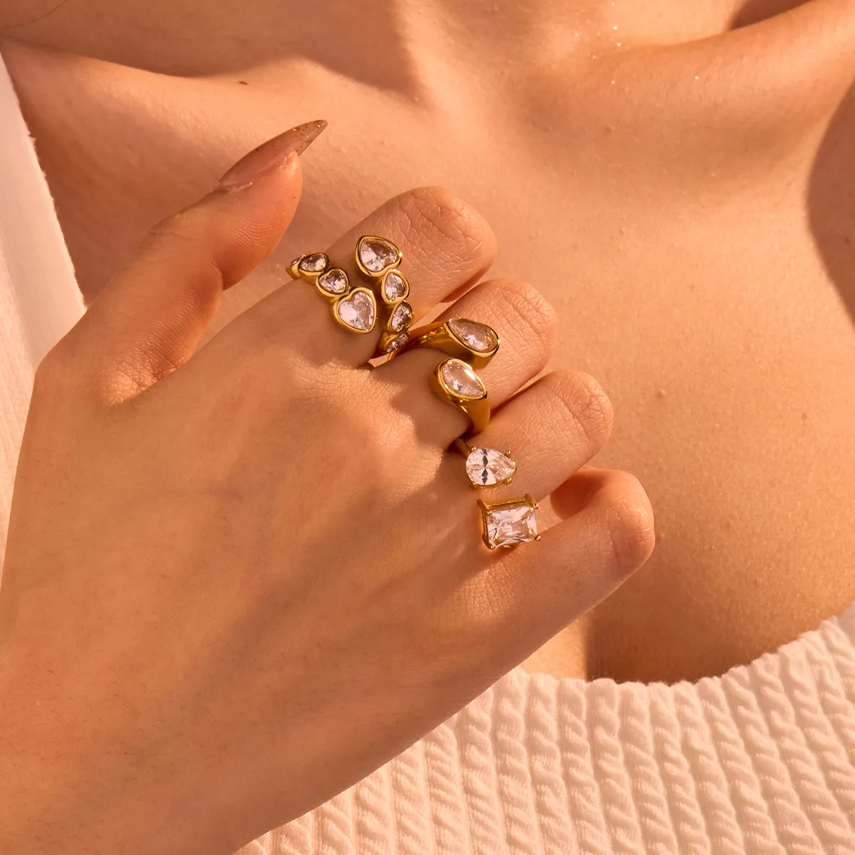 Classic Style Commute Geometric Heart Shape 304 Stainless Steel Unisex Open Rings display picture 1