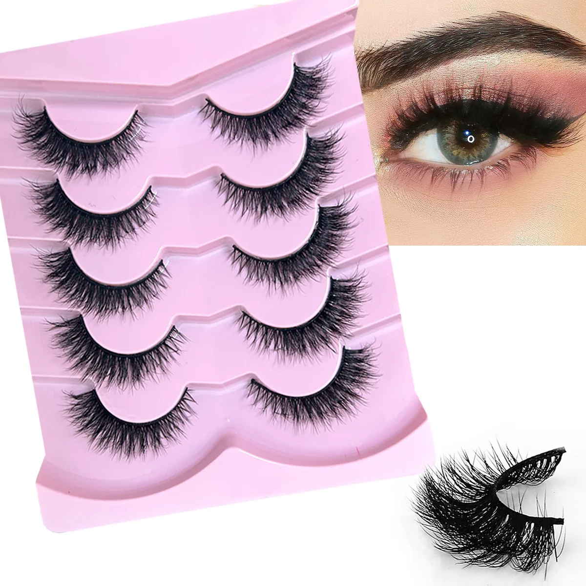 Elegant Solid Color Synthetic Fibre False Eyelashes A Set Of 5 Pairs display picture 1